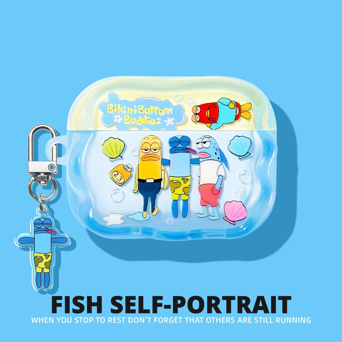 Fish Self-Portrait AirPods Case – detail view