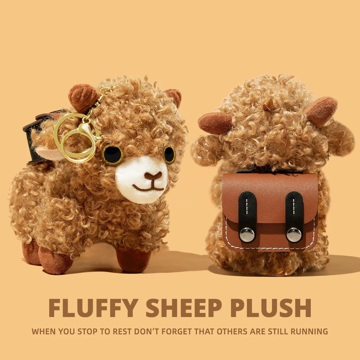 Fluffy Sheep Plush AirPods Case – detail view