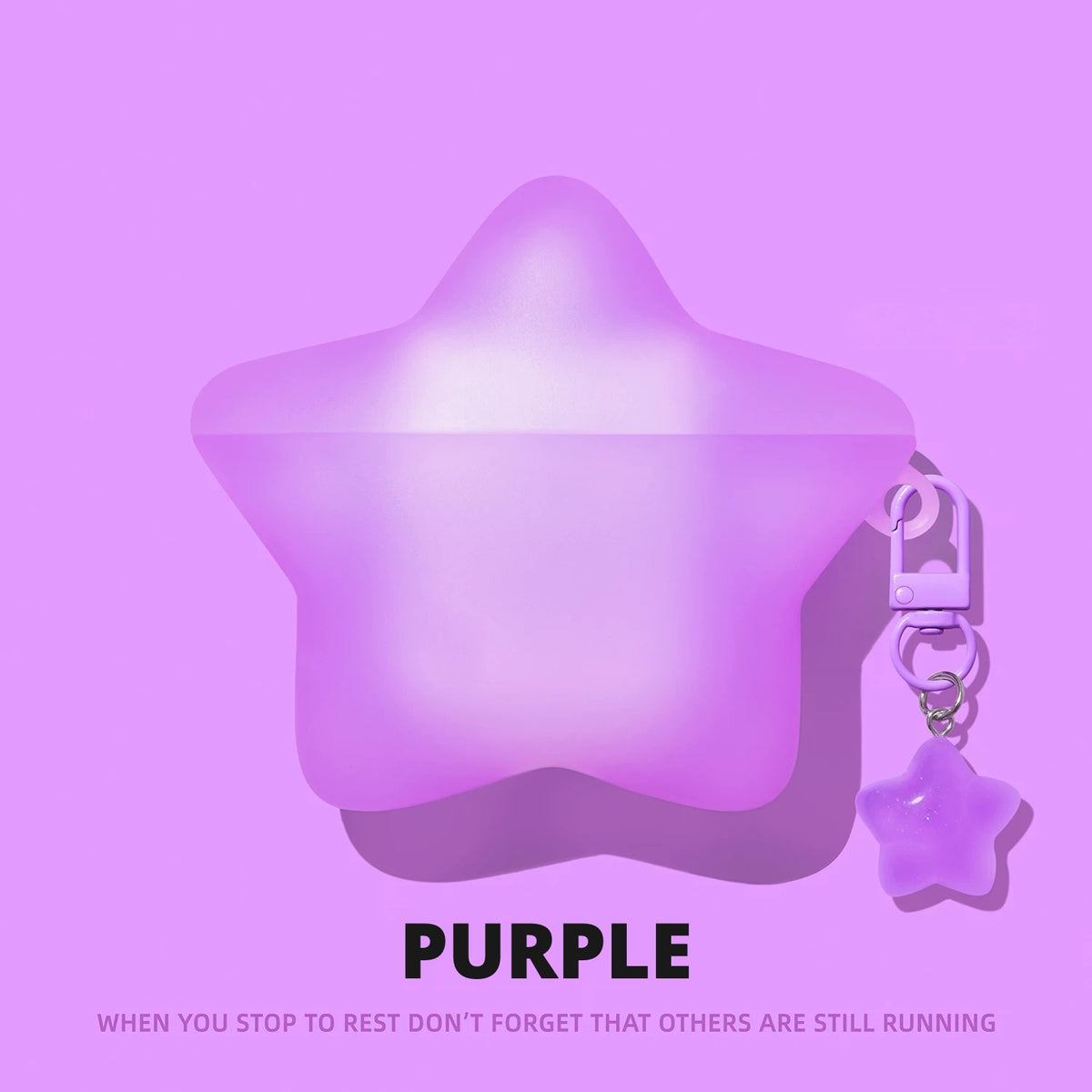 Glow Star-Shaped AirPods Case – Purple – Matching Charm
