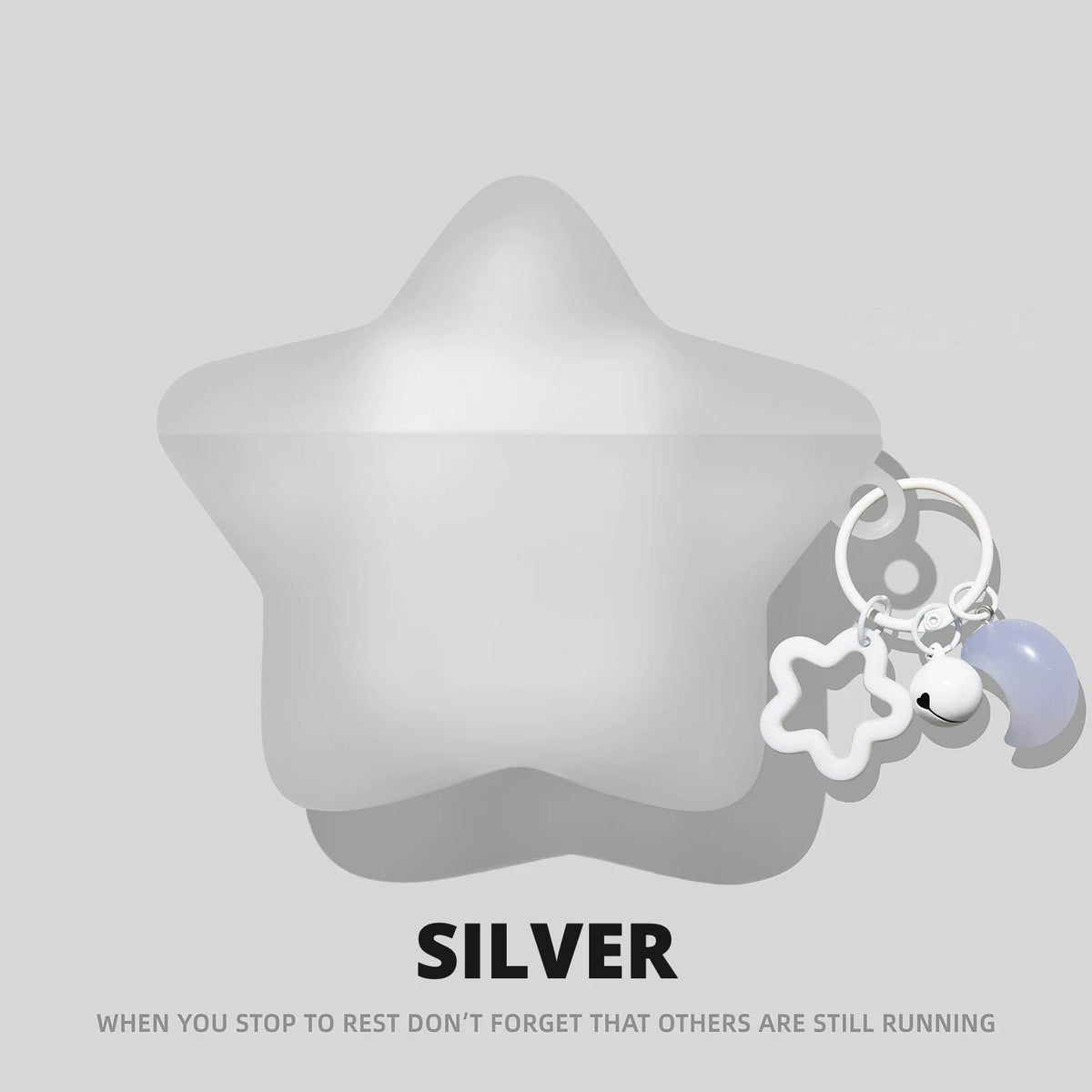 Glow Star-Shaped AirPods Case – Silver – Matching Charm