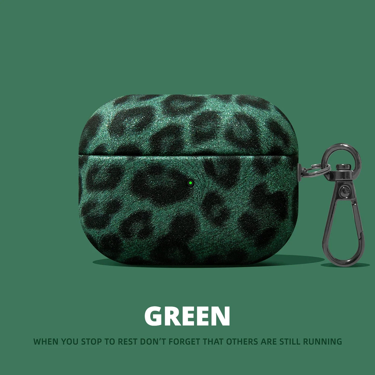 Leopard Print AirPods Case – Green