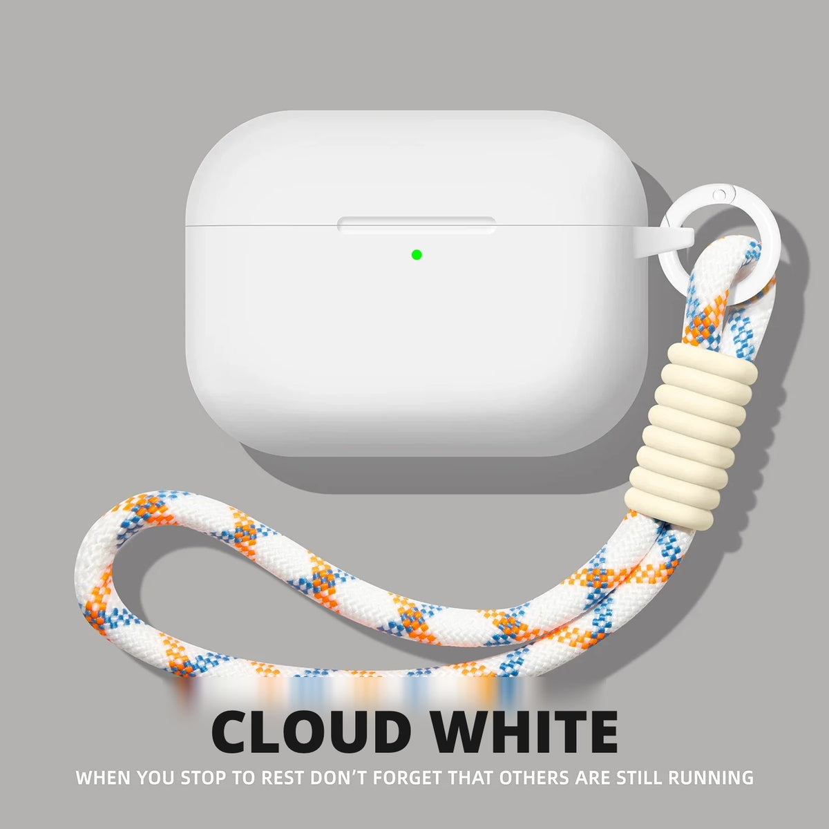 Liquid Silicone AirPods Case with Strap – Cloud White