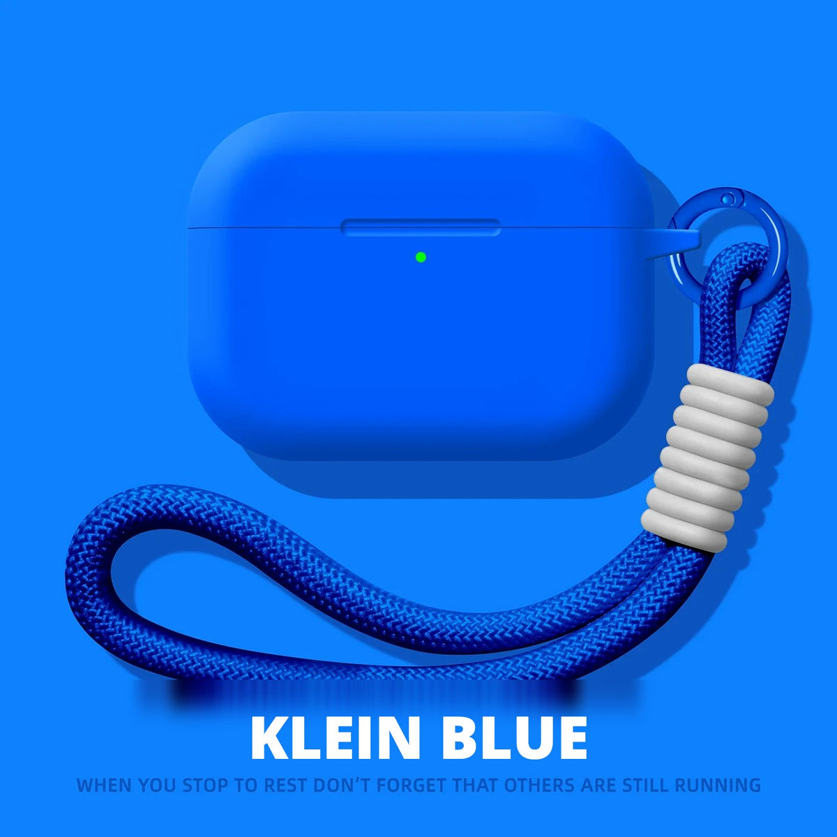 Liquid Silicone AirPods Case with Strap – Klein Blue