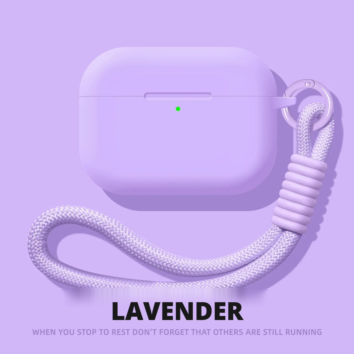Liquid Silicone AirPods Case with Strap – Lavender