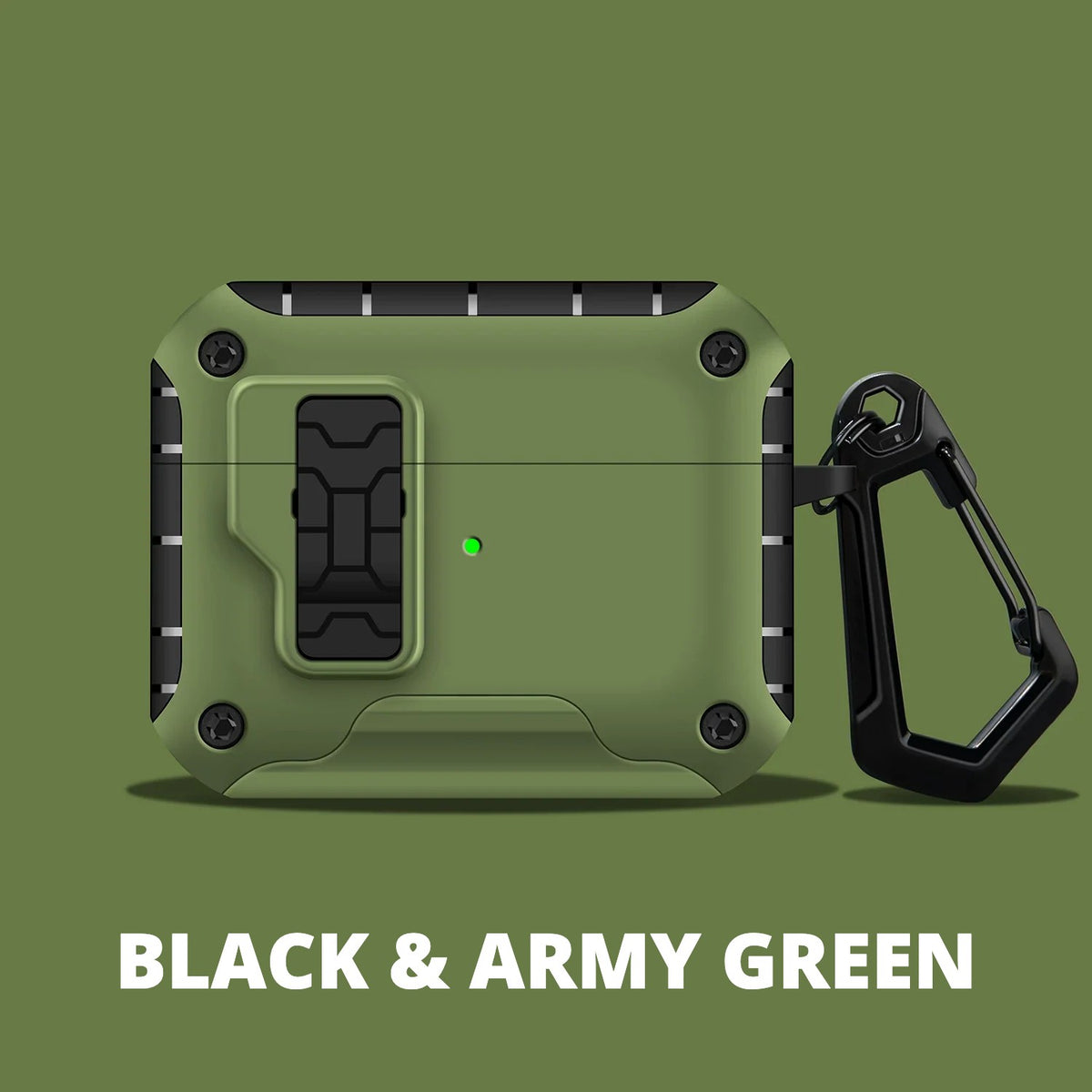 Magnetic Kickstand AirPods Case – Black & Army Green
