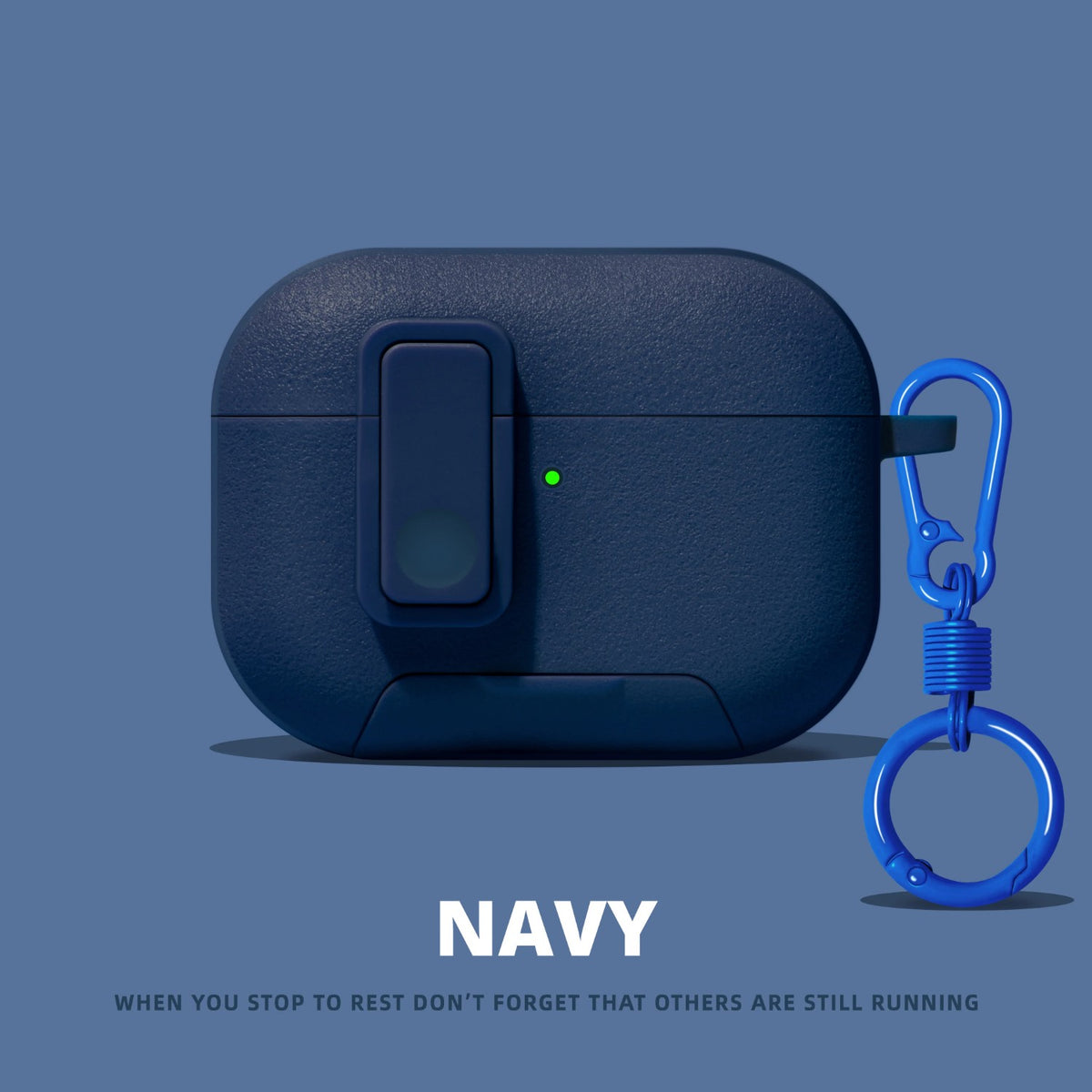 Matte Snap-Lock AirPods Case with Stand – Navy