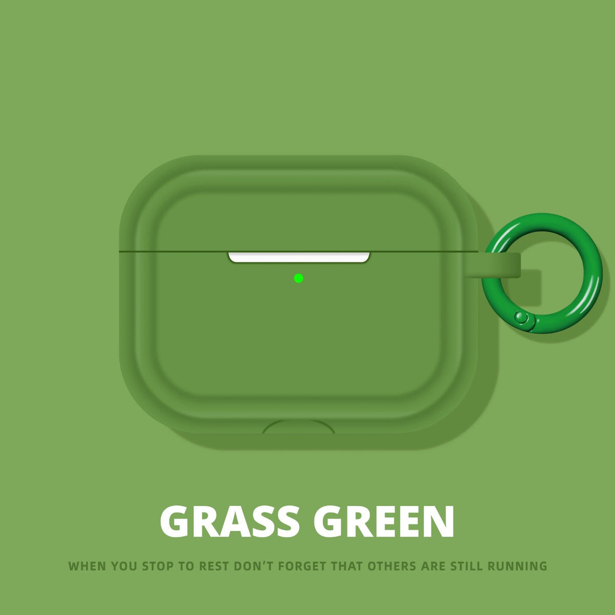 Soft Silicone AirPods Case – Grass Green – Ring