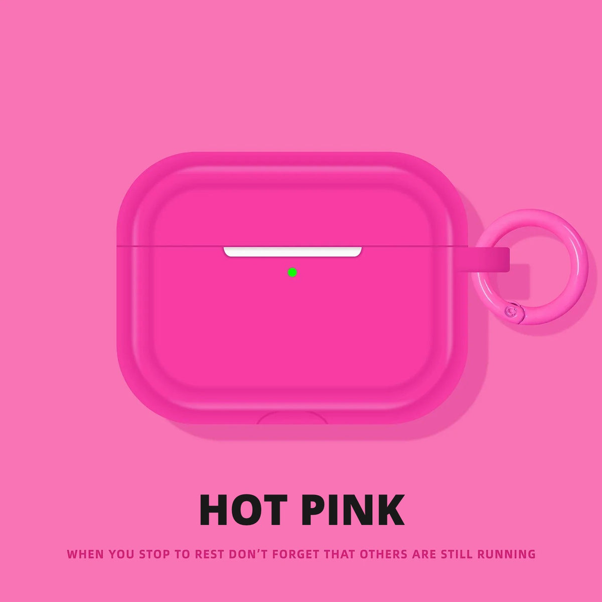 Soft Silicone AirPods Case – Hot Pink – Ring