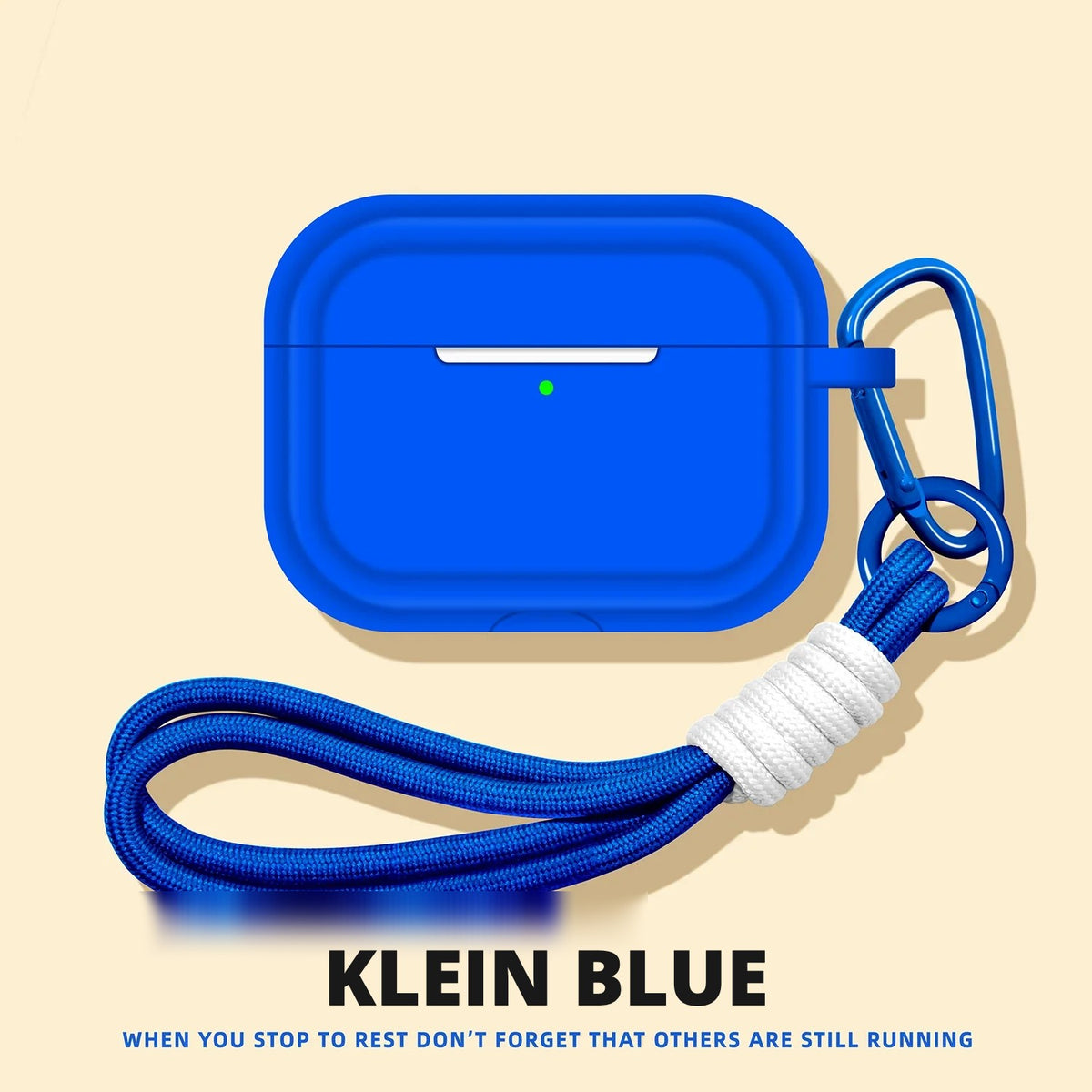 Soft Silicone AirPods Case – Klein Blue – Wrist Strap