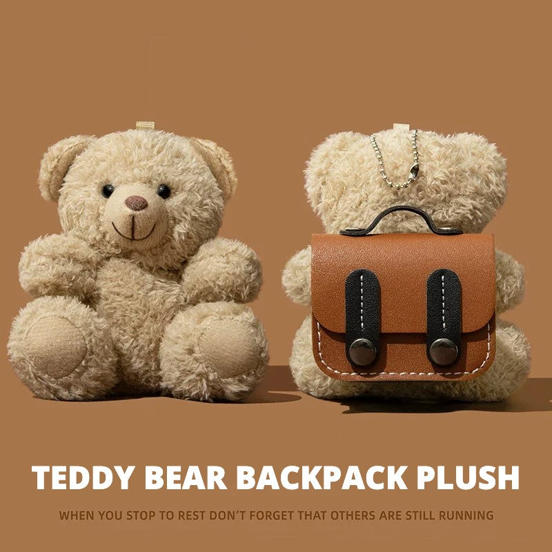 Teddy Bear Backpack Plush AirPods Case – detail view