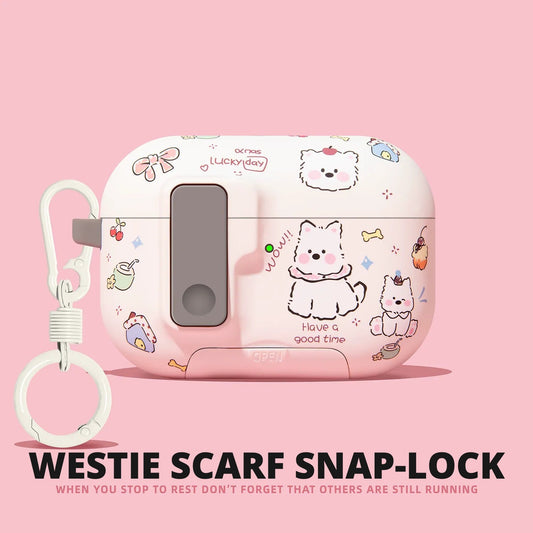 Westie Scarf Snap-Lock AirPods Case for AirPods Pro 3, Pro 2, Pro, 5 & 4